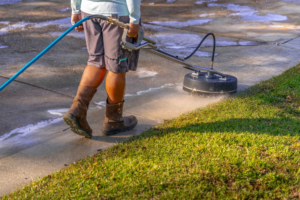 Close,Up,Driveway,Pressure,Washing